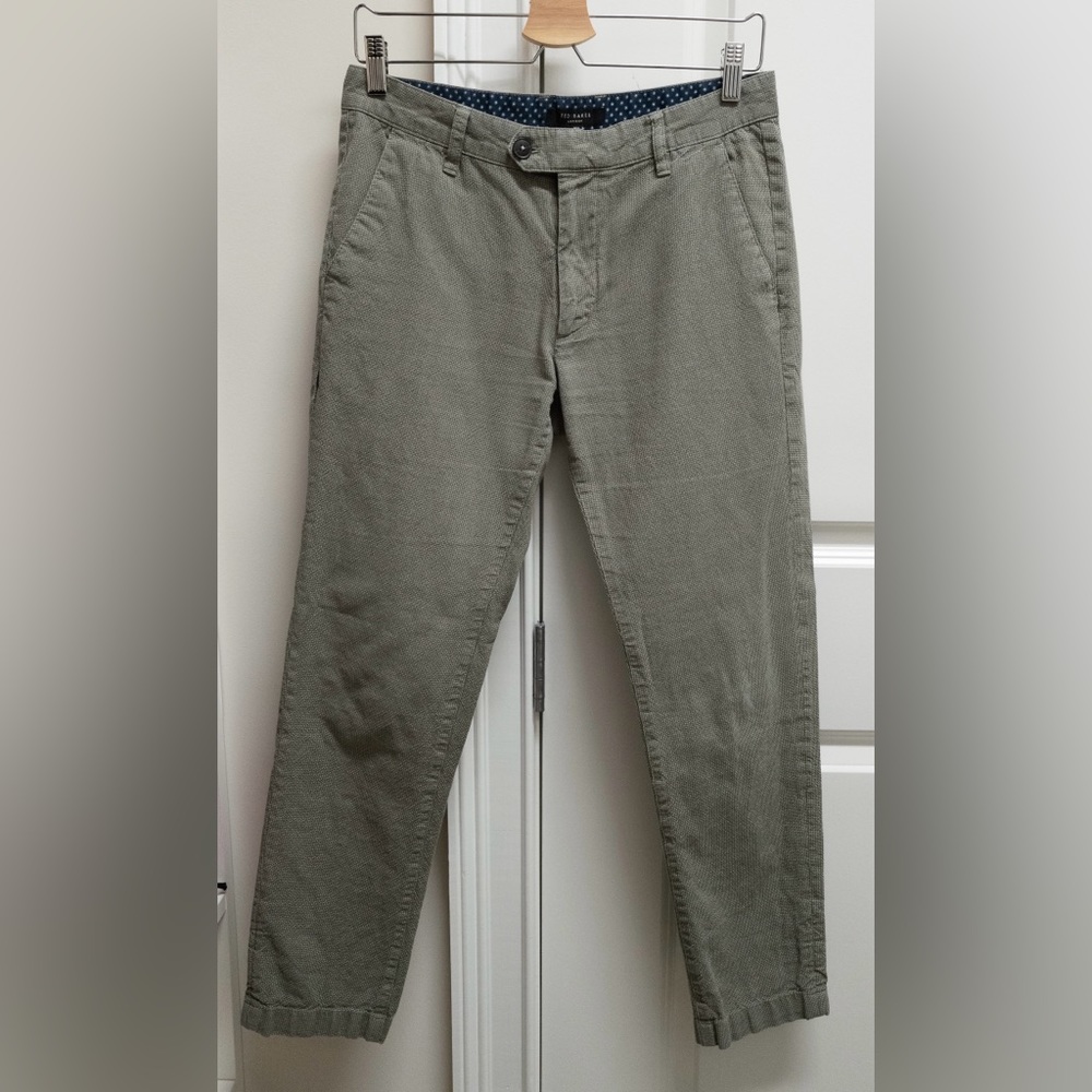 Ted Baker Mens Tintega Modern Slim Fit Pants in Green Size 30R
